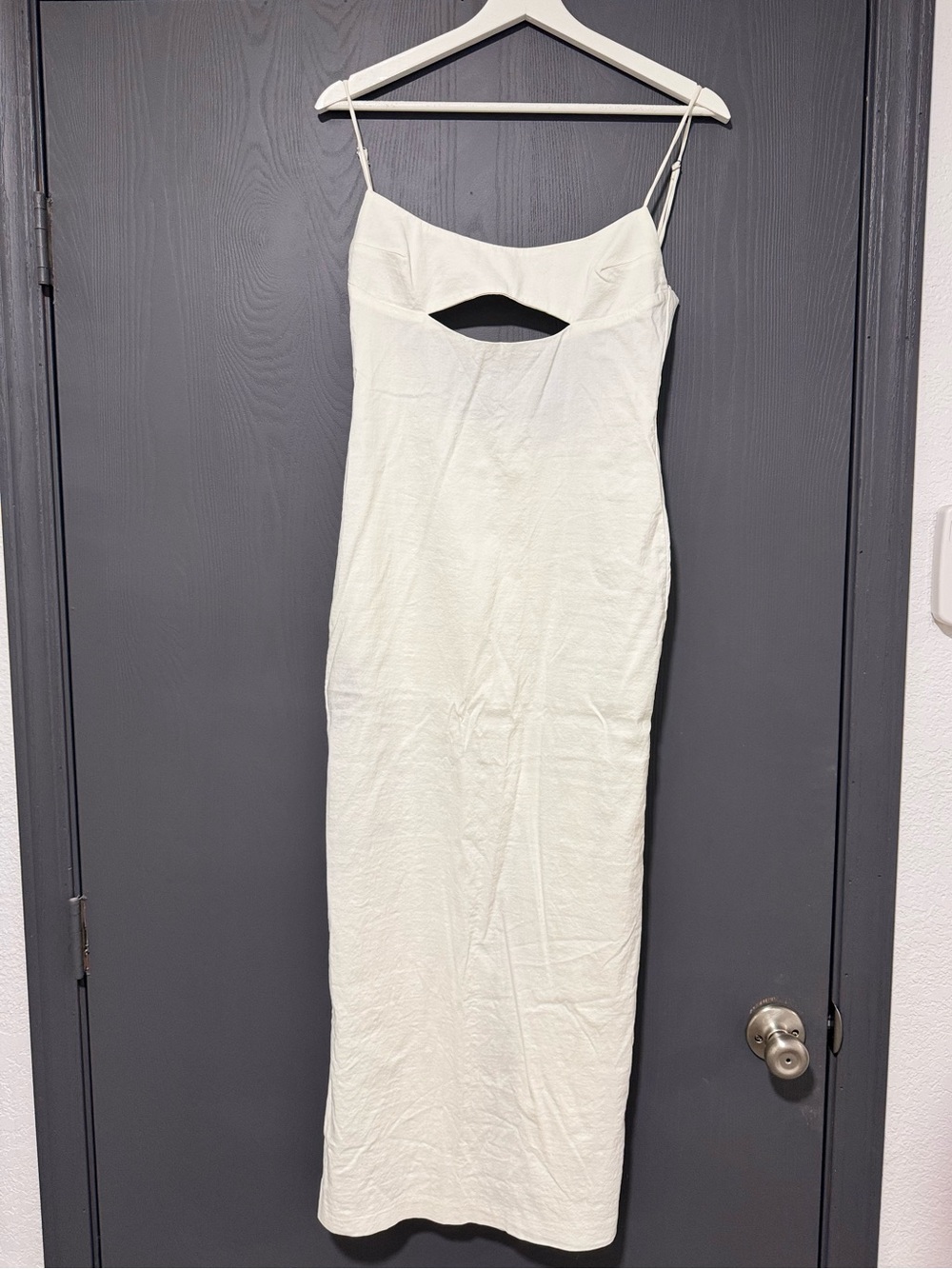 Zara White Spaghetti Strap Cutout Maxi Dress